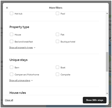 How to find unique stays when booking with AirBnB